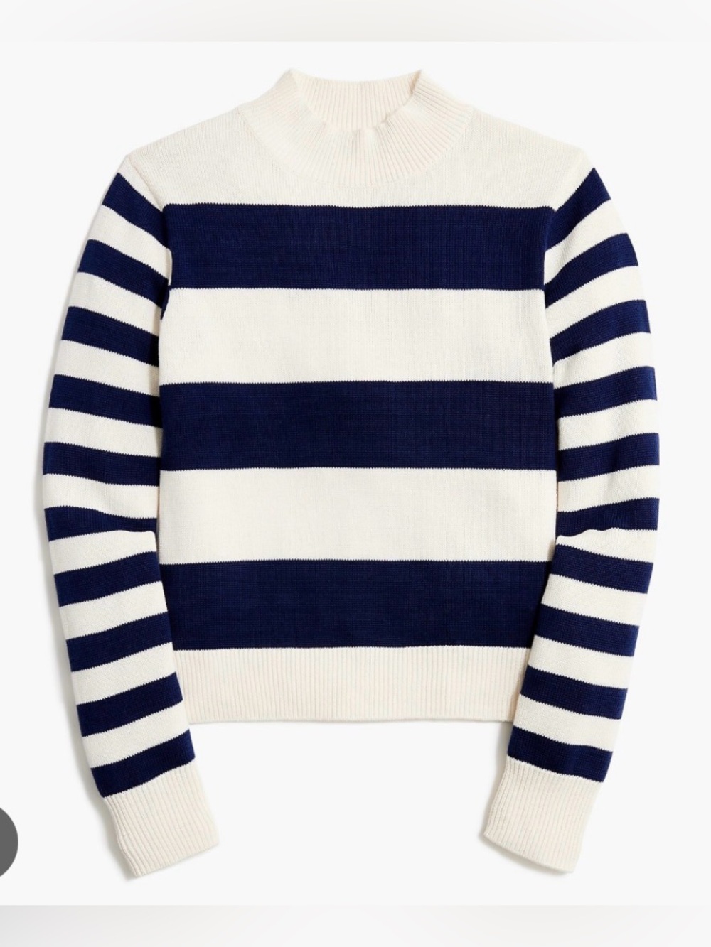 J.Crew Navy & Ivory Striped Mock Neck Cotton Sweater Size Small